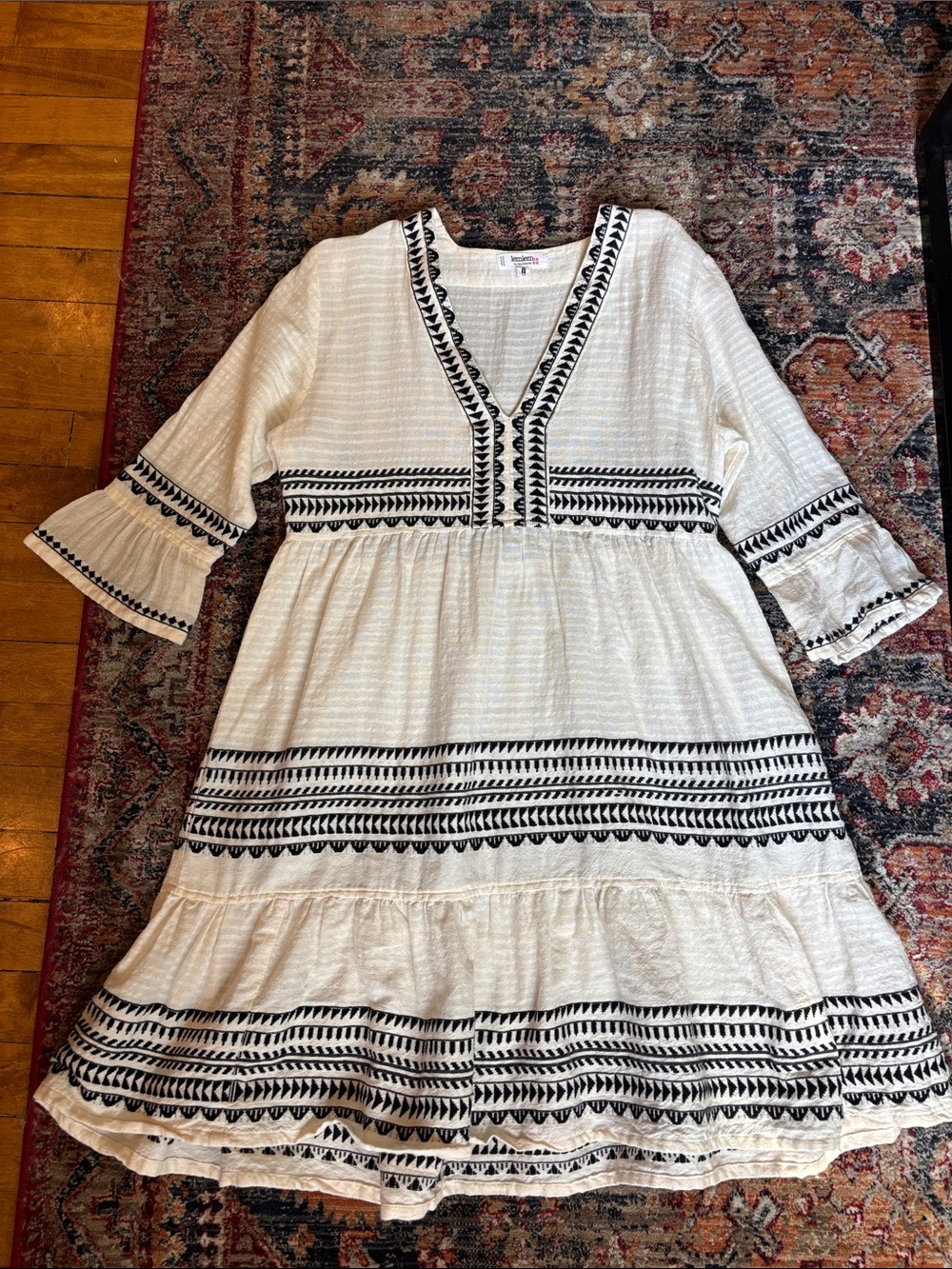 Lemlem Hannah Flutter Dress with Black Embroidered Trim - Picture 2 of 6